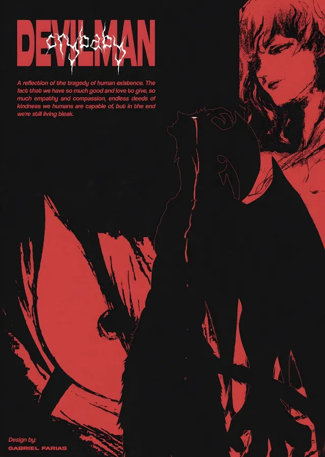 Devilman Crybaby - Kırmızı Siyah metal tablo