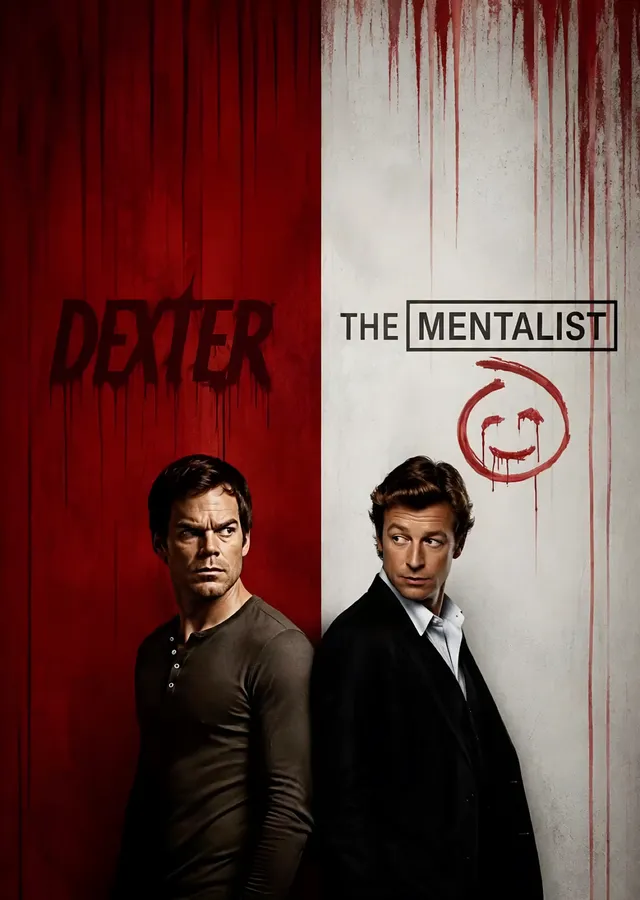 Dexter ve The Mentalist: İkili Afiş metal tablo