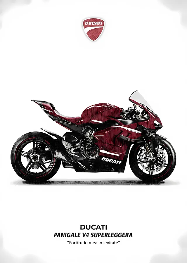Ducati Panigale V4 Superleggera - Beyaz Zemin metal tablo