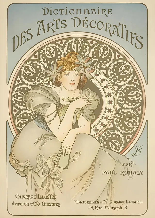 Dictionnaire des Arts Décoratifs - Alphonse Mucha metal tablo