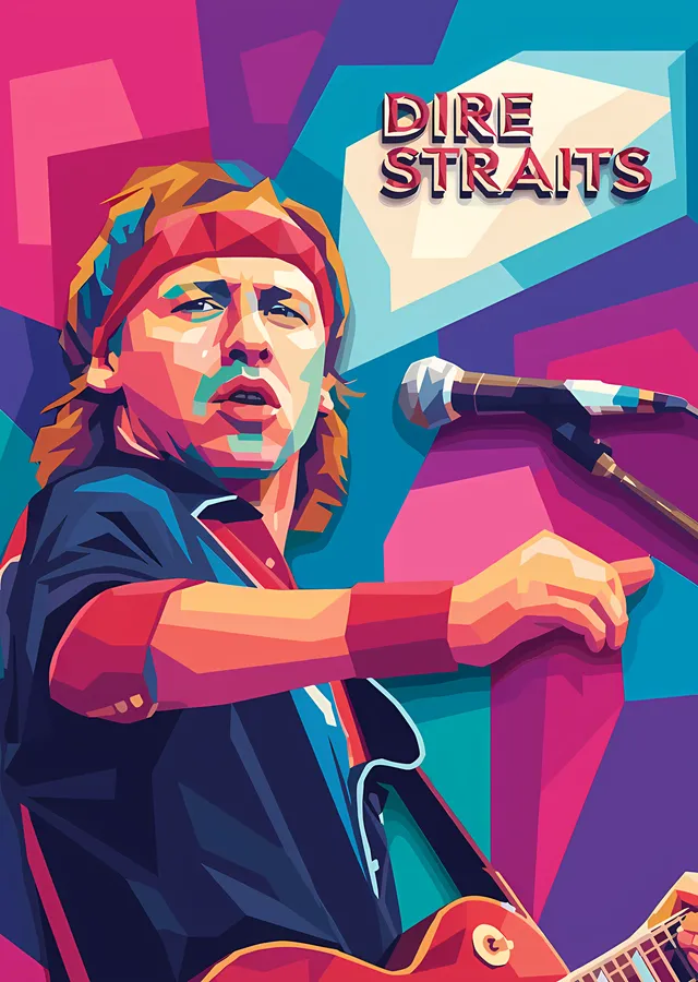 Dire Straits: Pembe Pop Art Sahne metal tablo