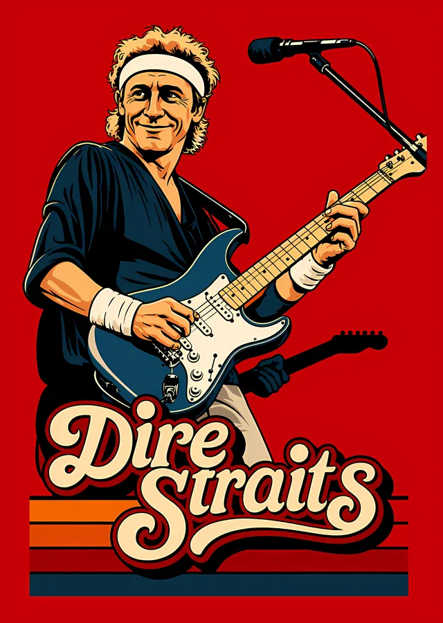 Dire Straits: Retro Kırmızı Afiş metal tablo