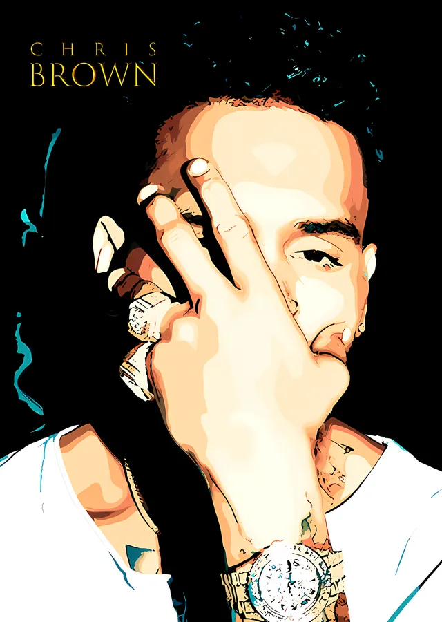 Chris Brown - Pop Art Portre metal tablo