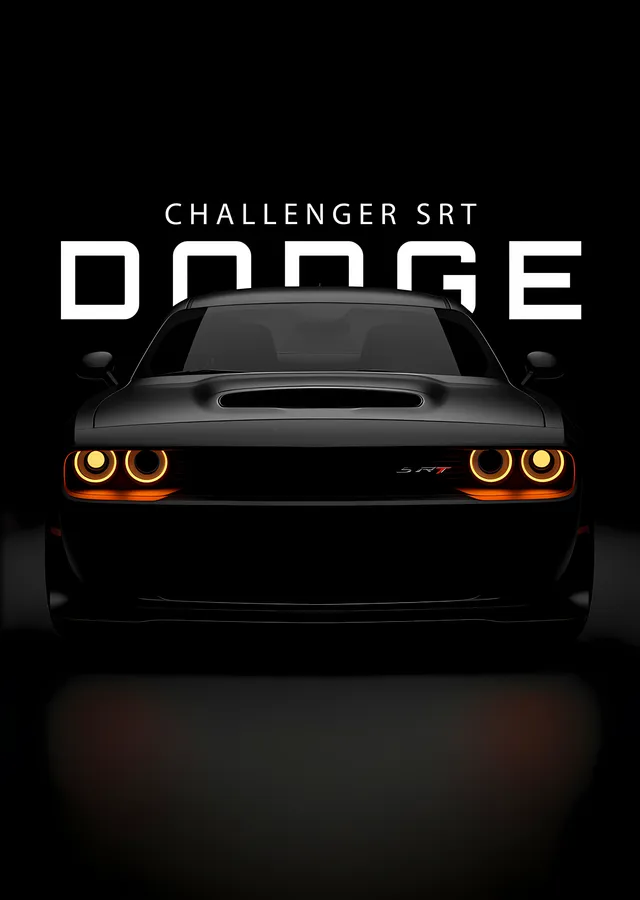 Dodge Challenger SRT Karanlıkta metal tablo