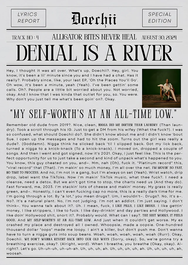 Doechii - Denial Is A River metal tablo