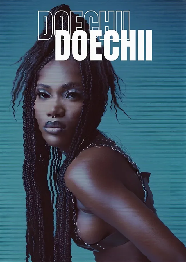 Doechii - Mavi Tonlu Portre metal tablo