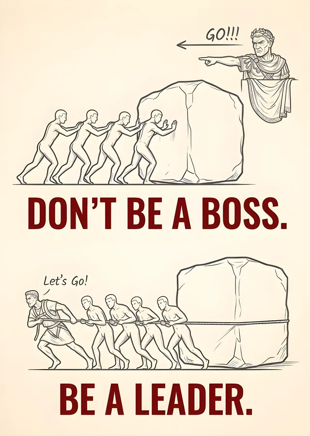 Don't Be a Boss - Be a Leader metal tablo