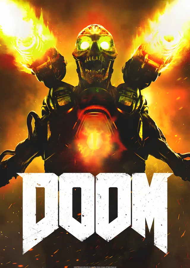 DOOM - Alevli Kurukafa metal tablo