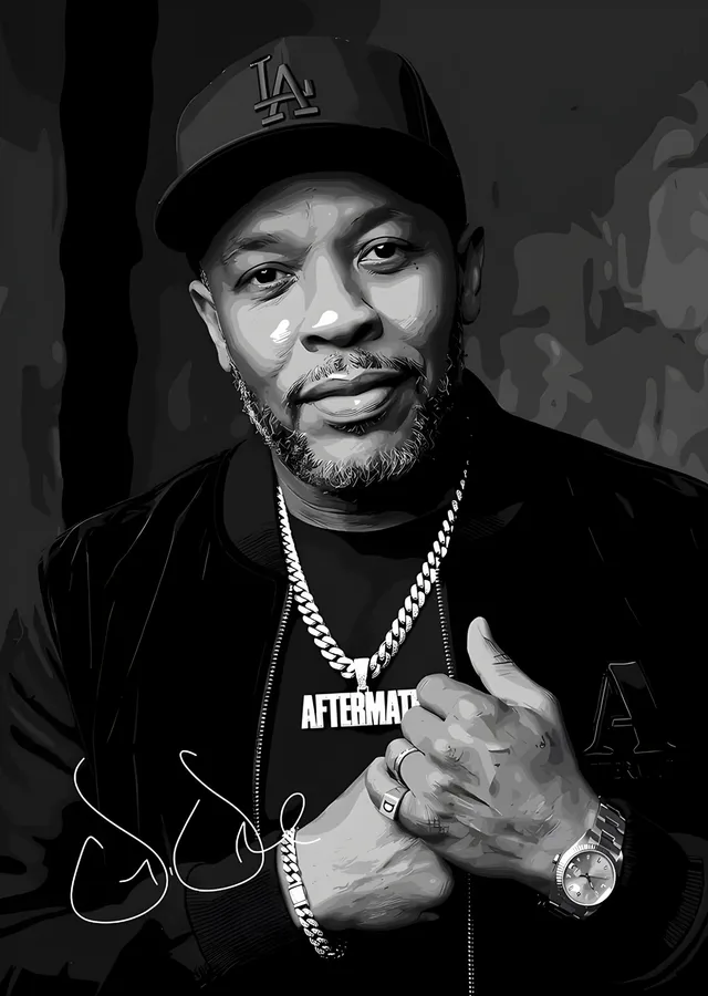 Dr. Dre - Aftermath İmzalı Portre metal tablo