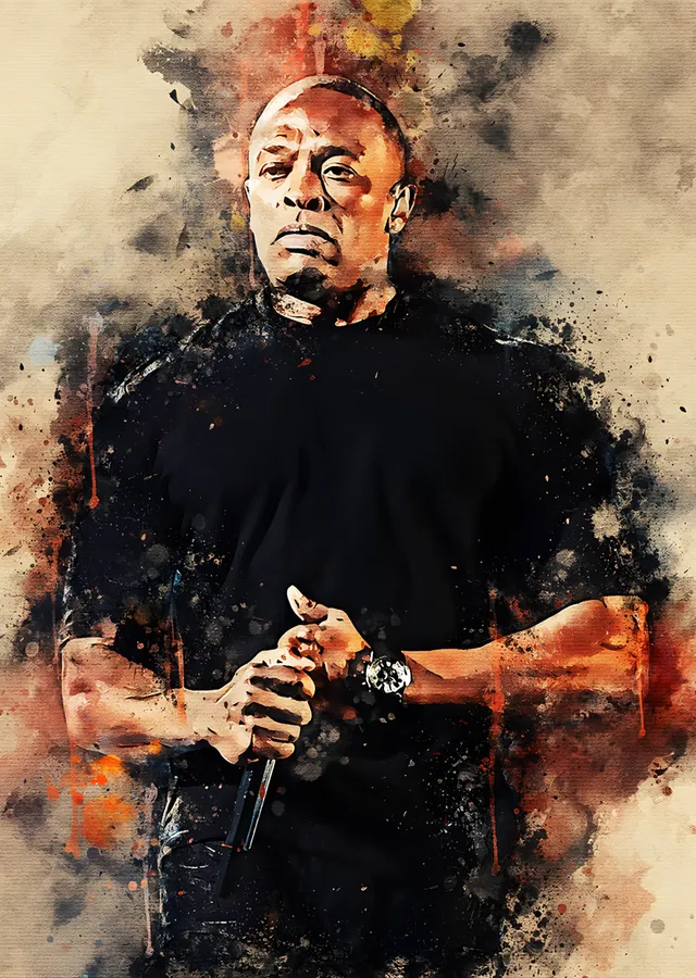 Dr. Dre - Fırça Darbeli Portre metal tablo