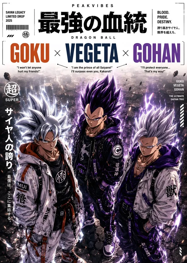 Dragon Ball - Goku, Vegeta ve Gohan metal tablo