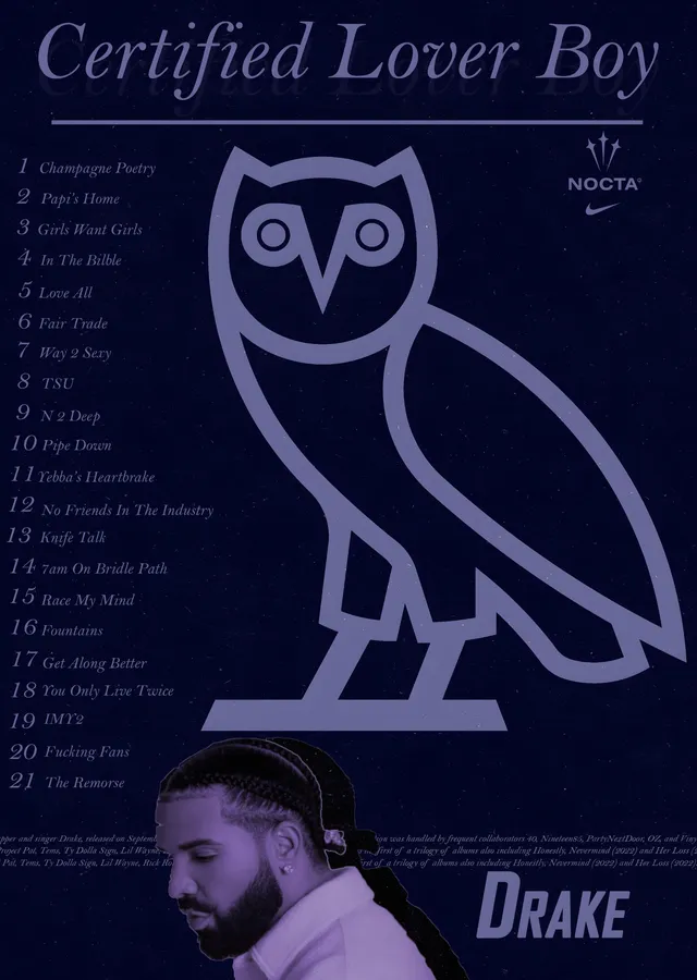 Drake: OVO Baykuşu ve Şarkı Listesi metal tablo