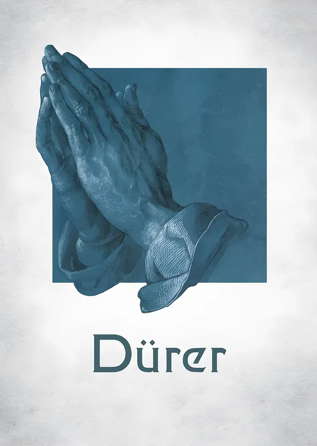 Dua Eden Eller Mavi Baskı - Albrecht Dürer metal tablo