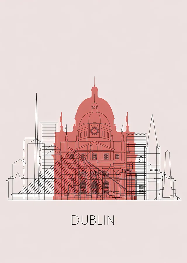 Dublin - Çizgi Mimari metal tablo