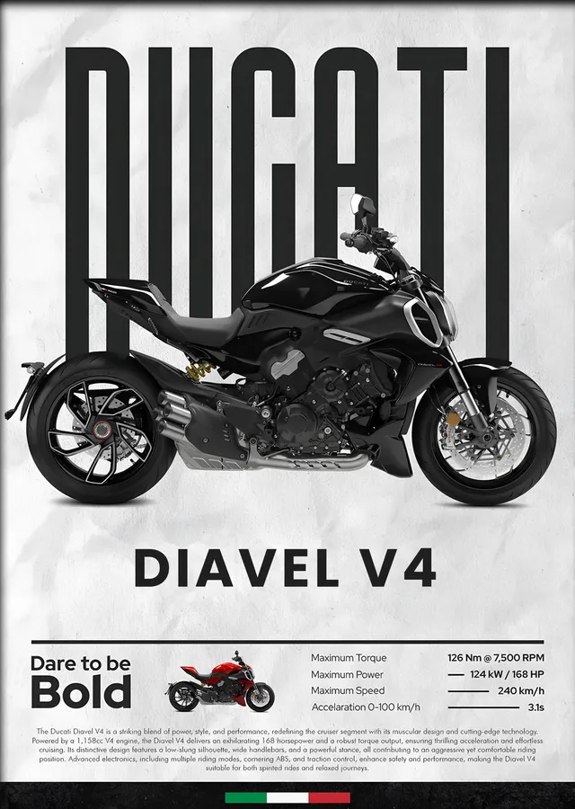 Ducati Diavel V4 Mat metal tablo