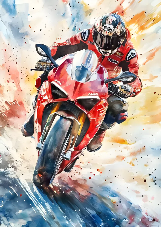Ducati Panigale V4 - Suluboya Pist Atağı metal tablo
