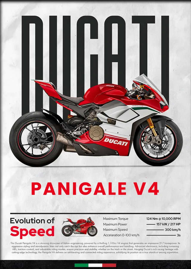 Ducati Panigale V4 Kırmızı metal tablo
