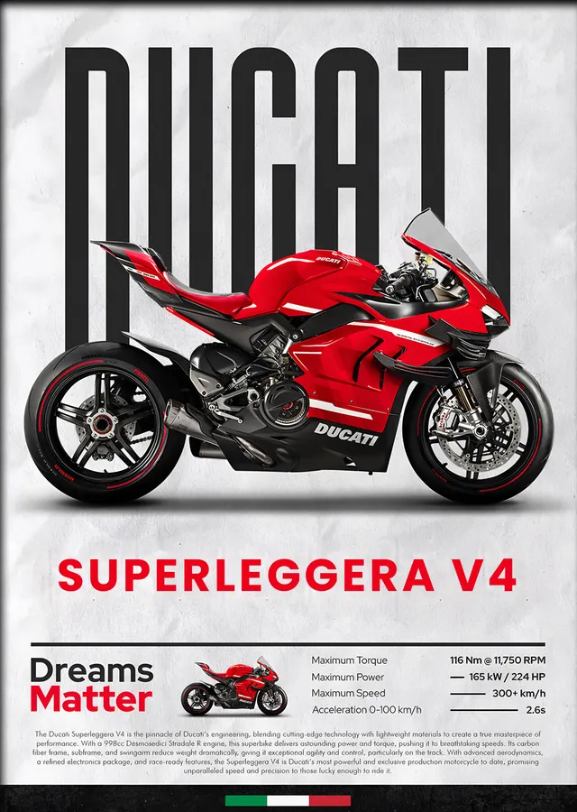 Ducati Superleggera V4 Kırmızı metal tablo
