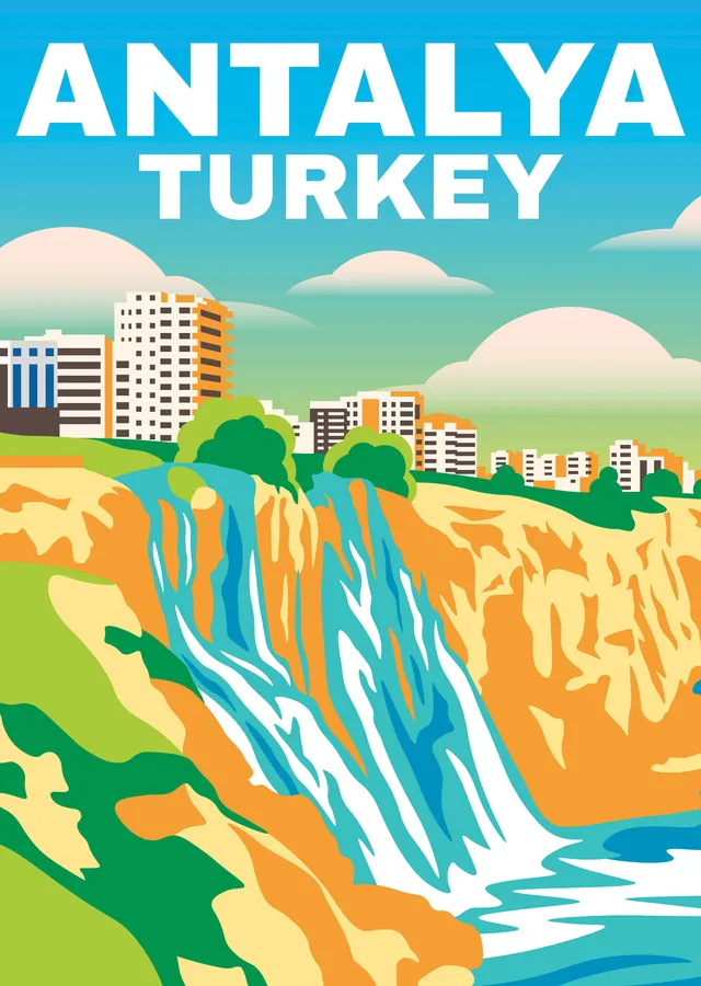 Düden Şelalesi - Antalya Seyahat Afişi metal tablo