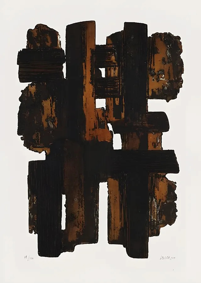 Eau-forte No. 9 - Pierre Soulages metal tablo