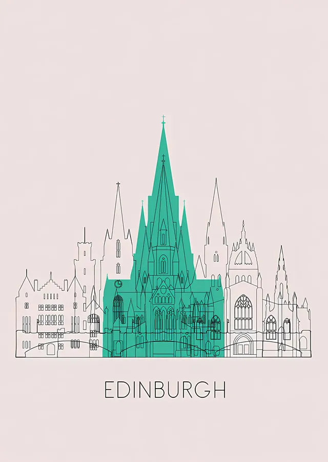 Edinburgh - Çizgi Mimari metal tablo