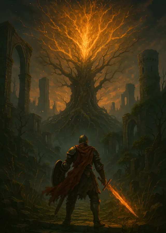 Elden Ring - Flame of Ruin metal tablo