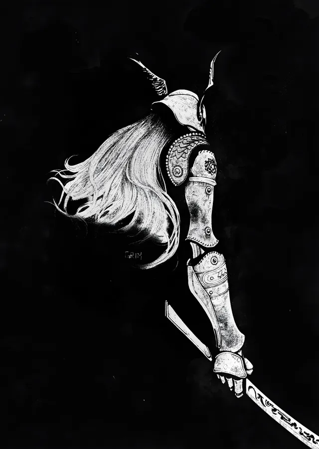 Elden Ring - Malenia Mürekkep Çizimi metal tablo