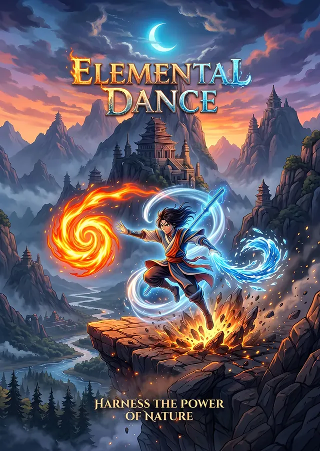 Elemental Dance: Ateş ve Su Bükücüsü metal tablo
