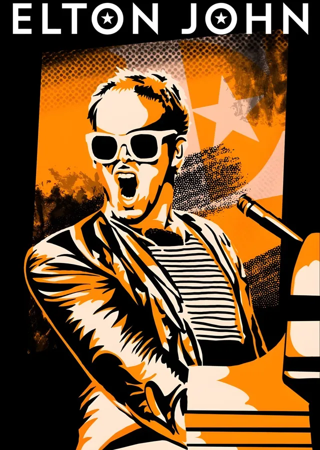 Elton John - Turuncu Sahne metal tablo
