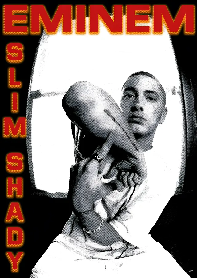Eminem: Slim Shady Siyah Beyaz metal tablo