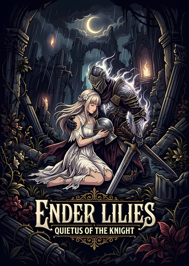 Ender Lilies: Ay Işığında Diz Çöken Rahibe metal tablo