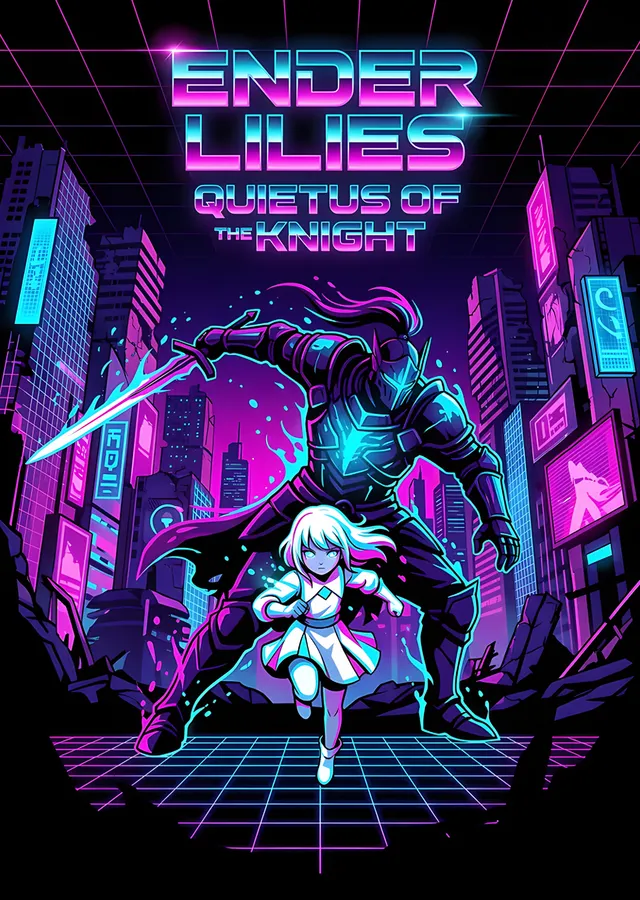 Ender Lilies: Neon Şehirde Şövalye ve Rahibe metal tablo