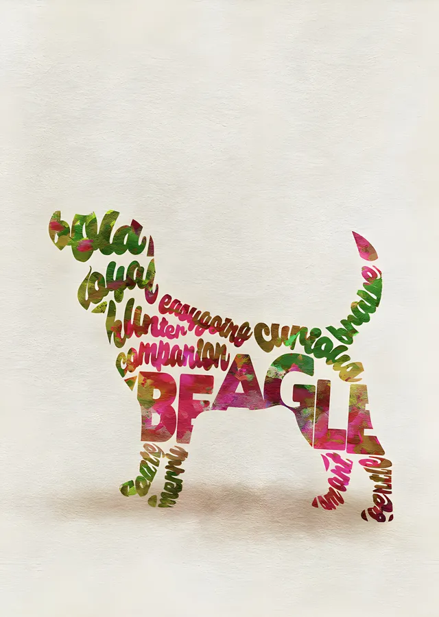 Beagle - Tipografi metal tablo