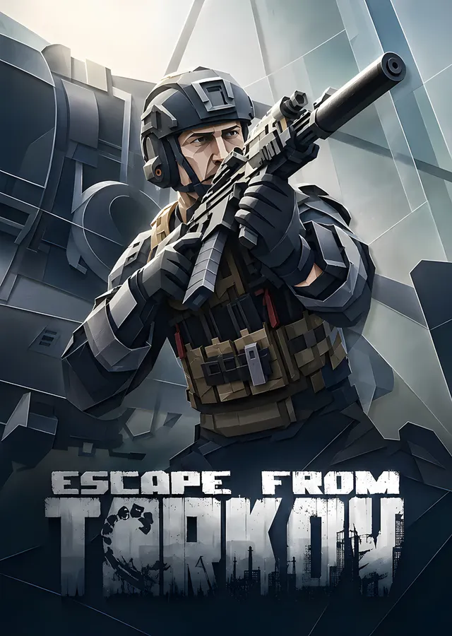 Escape From Tarkov: Gri Zeminde Nişan Alan Asker metal tablo
