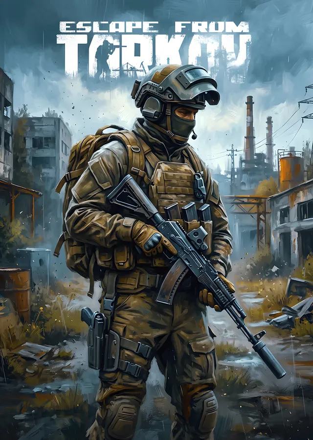 Escape From Tarkov: Yıkık Şehirde Tam Teçhizatlı Asker metal tablo