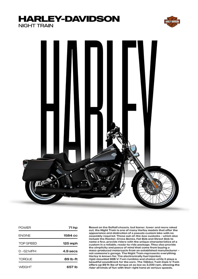 Harley-Davidson Night Train metal tablo