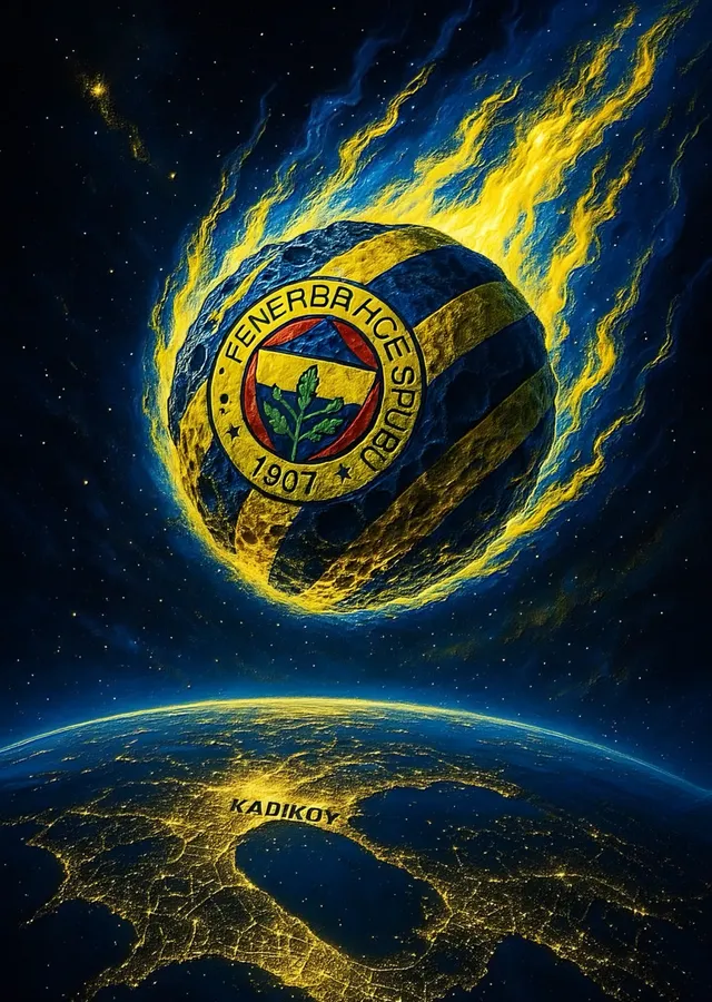 Fenerbahçe: Dünyanın Üstünde Alevli Arma metal tablo