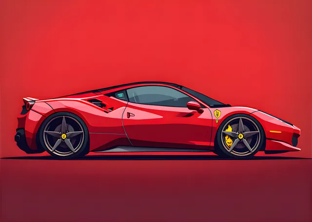 Ferrari 458 - Kırmızı Eskiz metal tablo