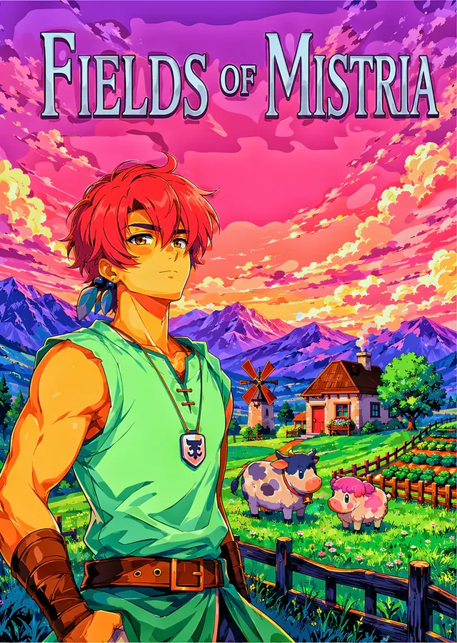 Fields of Mistria: Pembe Gökte Çiftlik metal tablo
