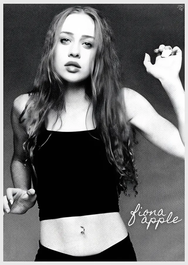 Fiona Apple - Siyah Beyaz Portre metal tablo