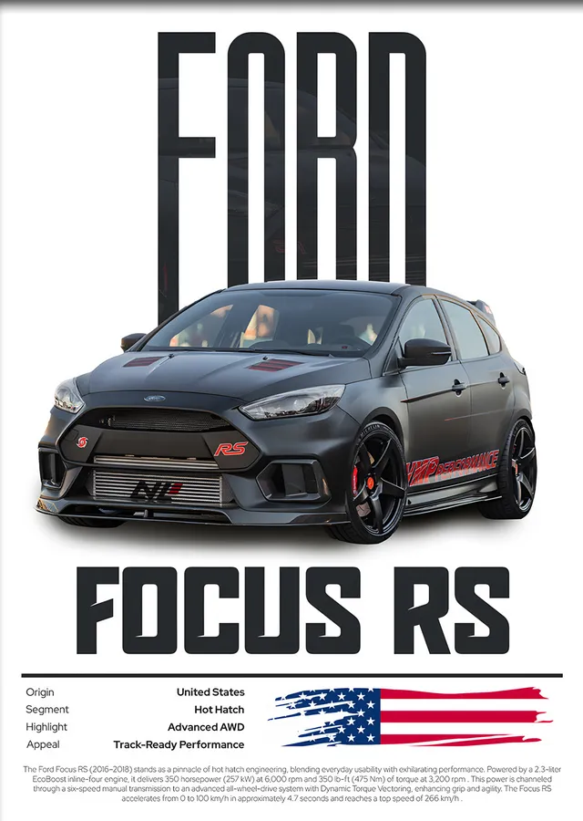 Ford Focus RS Künye metal tablo