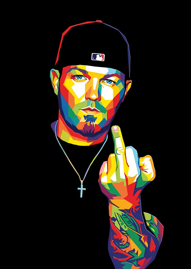 Fred Durst: Siyah Zeminde Vektör Portre metal tablo