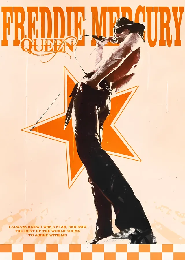 Freddie Mercury: Turuncu Yıldız Sahnesi metal tablo
