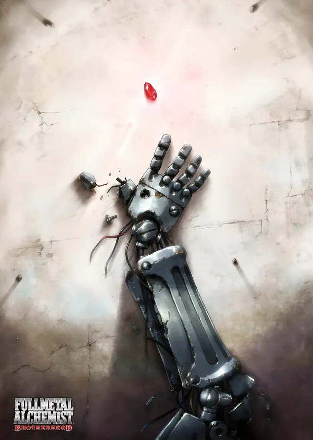 Fullmetal Alchemist Brotherhood: Automail Kola Uzanan Taş metal tablo