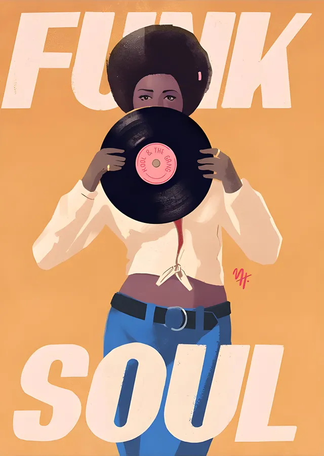 Funk Soul - Plaklı Kapak metal tablo