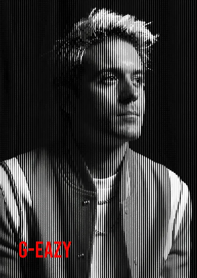 G-Eazy - Çizgi Desenli Portre metal tablo
