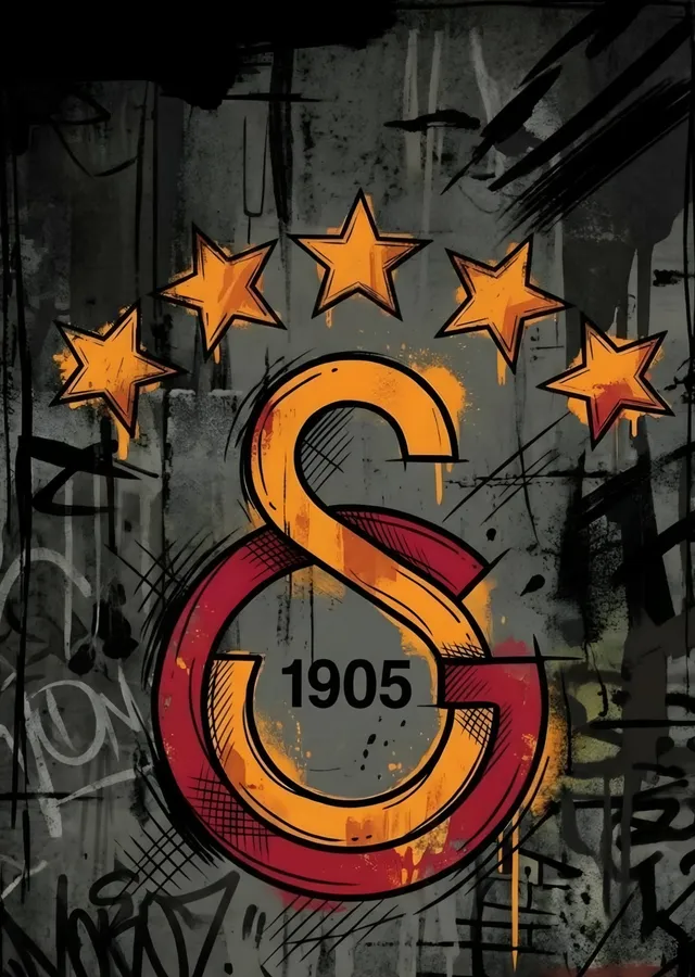 Galatasaray: Grafitili Duvarda Yıldızlı Arma metal tablo