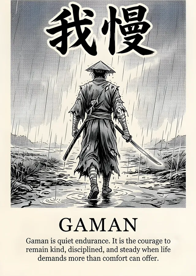 Gaman: Yağmurda Yürüyen Samuray metal tablo
