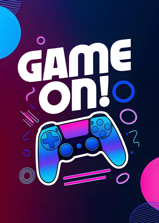 Game On: Neon Renkli Oyun Kumandası metal tablo