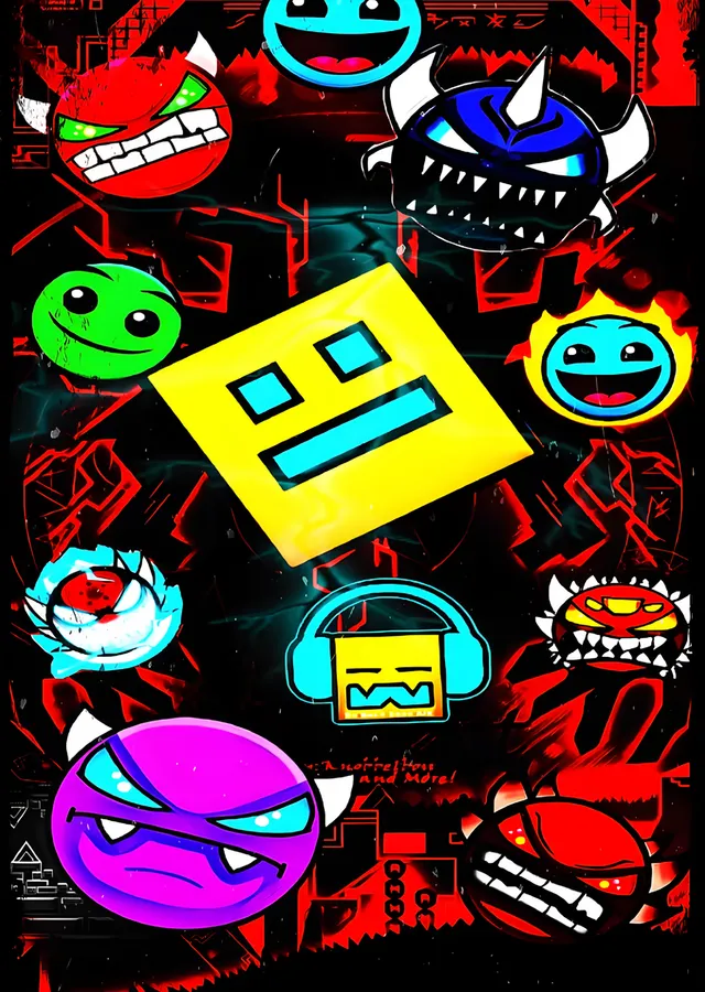 Geometry Dash - Kızıl Kolaj metal tablo